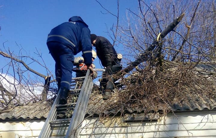 Под Киевом мужчину снимали с крыши дома