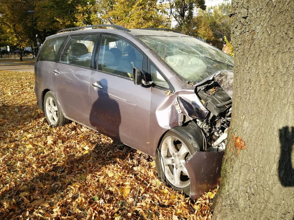 В Белой Церкви легковой автомобиль врезался в дерево. Пострадала несовершеннолетняя