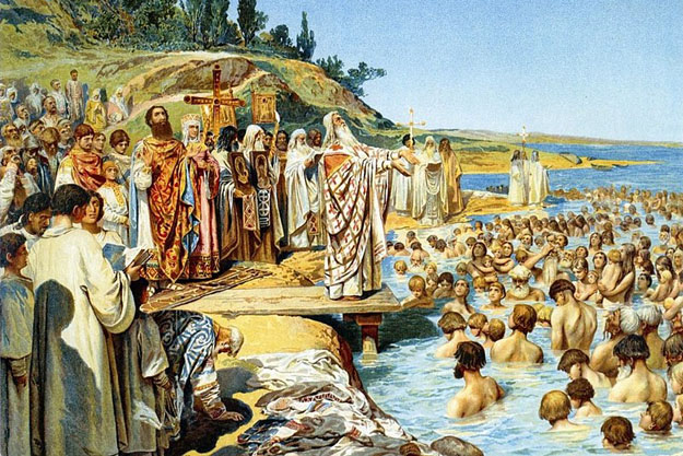 В Киеве состоялся обряд массового крещения. День в истории