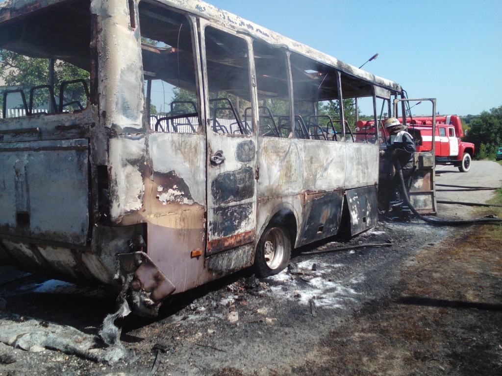 В Таращанском районе сгорел пассажирский автобус
