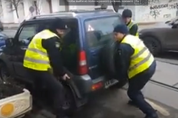 Полиция носит героев парковки на руках (видео)