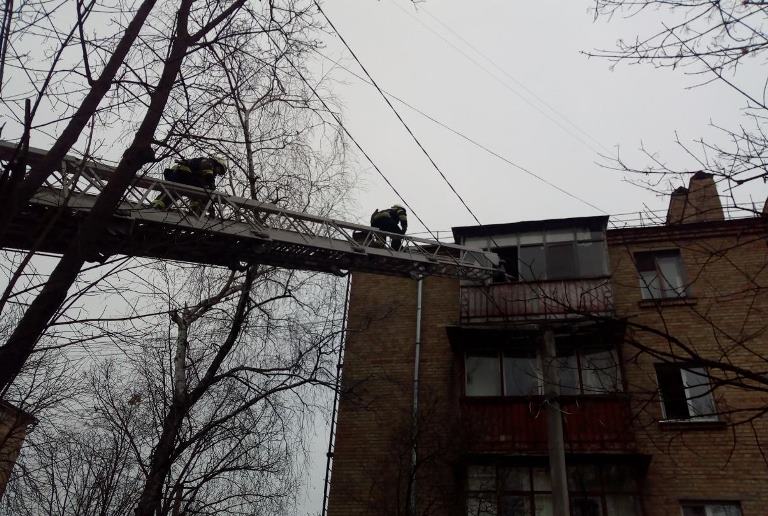 Под Киевом спасателям пришлось лезть в окно