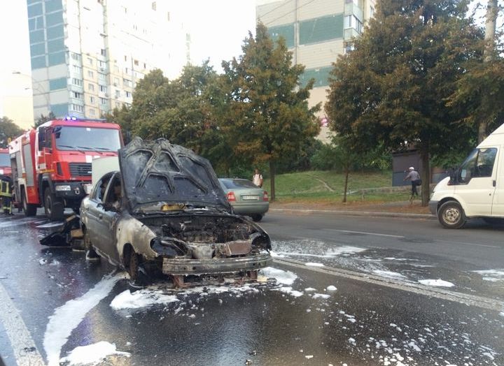 Посреди дороги на Виноградаре загорелся автомобиль (видео)