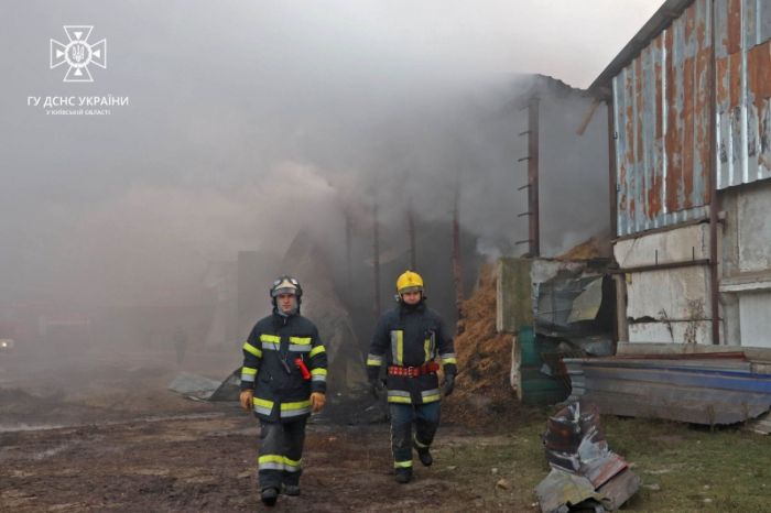 Под Киевом загорелся склад с паллетами для отопления