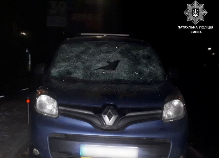 В Киеве хулиган камнем разбил чужой автомобиль