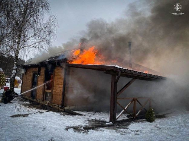 В Киевской области тушили пожар на страусиной ферме