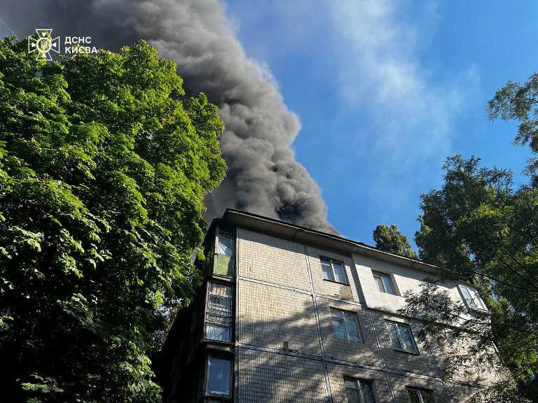 Пламя охватило крышу: на Отрадном в Киеве загорелся дом