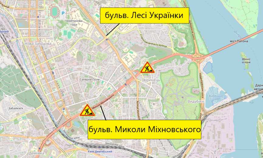 В Печерском районе частично ограничат движение на бульваре Николая Михновского: график и локации