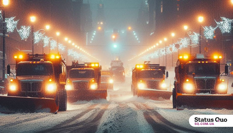 Улицы Киева от снега очищают 294 единицы спецтехники и 53 бригады по ручной уборке
